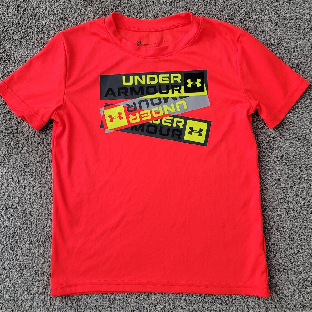 Boys Orange  Under Armour  T-Shirt Size 7